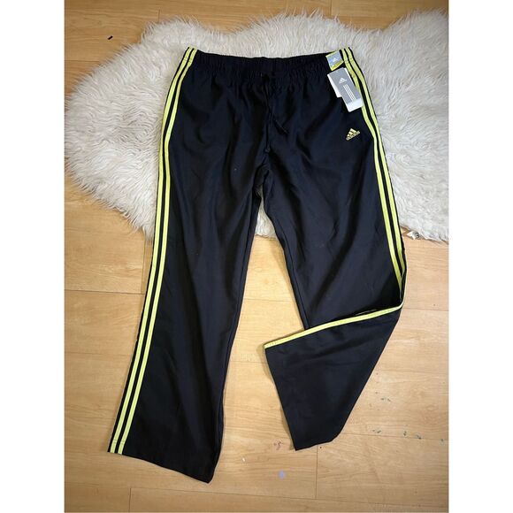 Y2K Adidas Black Neon Green Track Pants Nylon Elastic Size XL Climacool Rare - Picture 7 of 7